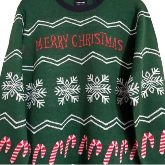 Only & Sons Men’s Green Multi “Merry Christmas” Holiday Sweater Sz-M - Picture 2 of 7